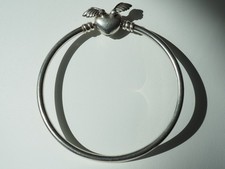 BRACELET JONC VINTAGE ARGENT MASSIF PANDORA COEUR AILE SILVER BANGLE