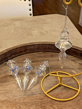 Vintage Christmas 5" Finial Icicle Clear Iridescent Glass Ornament Set of 4