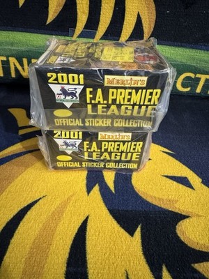 2 x 2001 Merlin's Premier League Sticker Box 50 Packets Mint Blue Back Brandneu