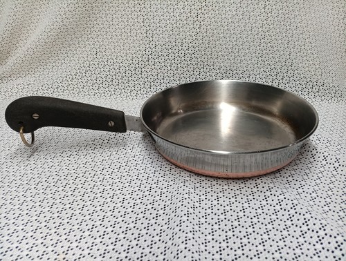 Vintage 1801 REVERE WARE  Copper Flat Bottom,  Skillet/ Frying Pan Double Ring 1
