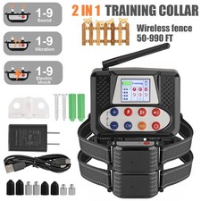 Wireless Electric Dog Fence Containment System USB Shock Collar For 1/2 Dogs