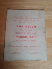 PRE-OWNED - THE ALLEN SELF-PROPELLED MOTOR SCYTHE MIDEL TS INSTRUCTIONS BOOKLET