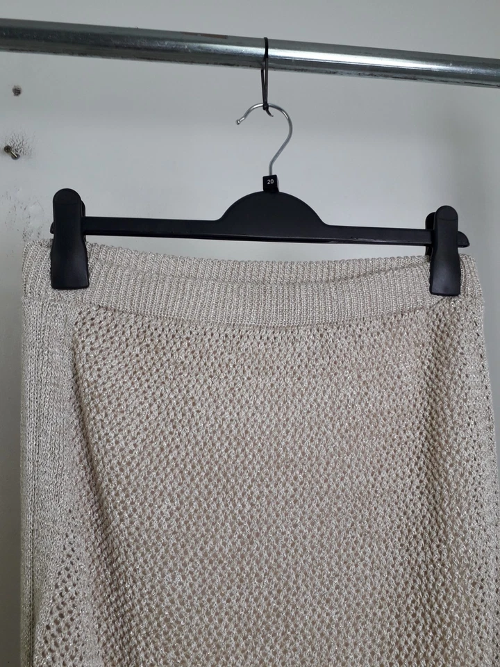 M&S Women's Glitter Knit Halterneck & Midi Skirt 2xPcs Size M Gold NWOT F2 - Image 3 of 4