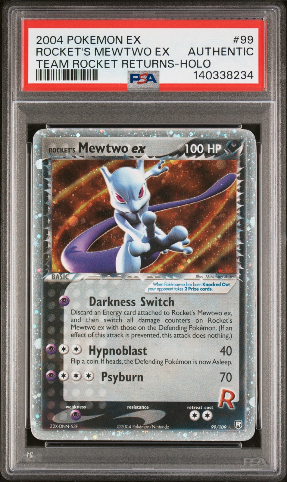2004 POKEMON EX TEAM ROCKET RETURNS #99 ROCKET'S MEWTWO EX-HOLO PSA AUTHENTIC