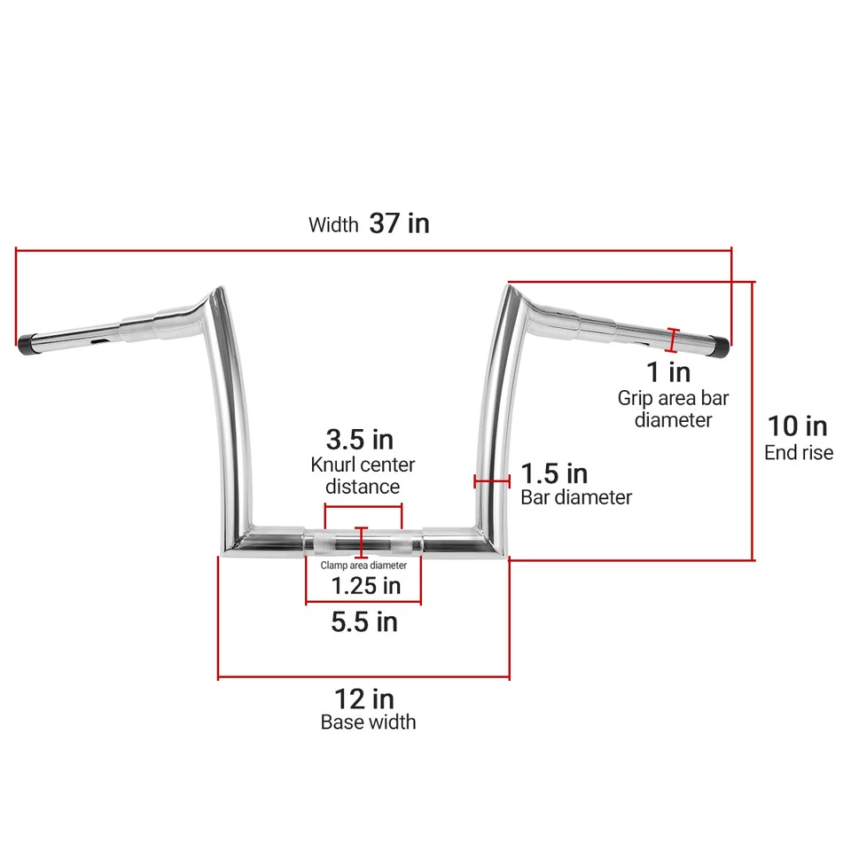 For Harley 2015-2023 Road Glide Chrome 12" Rise Meathook Bars Ape Hangers 1-1/2" - Image 2 of 4