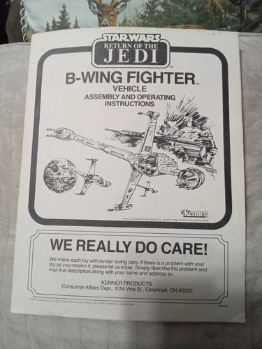 Vintage Star Wars 1984 B-Wing Fighter Instructions Manual Only! Original Kenner!