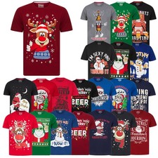 Herren Weihnachten T-Shirt Xmas Tee Top Rudolph Santa lustig Bier unhöflich Spruch Baumwolle