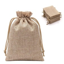 50 PCS Natural Burlap Drawstring Bags Jute Gift Pouches Crafts 3.9x5.5 Inch