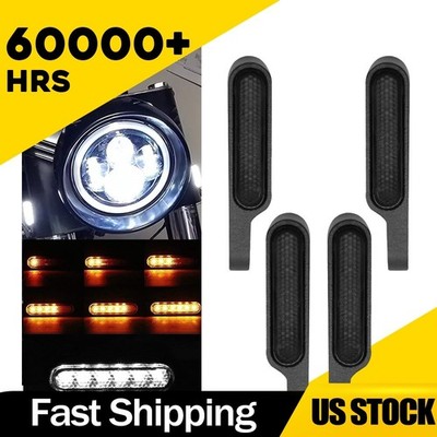4PCS Flowing LED Motorcycle Turn Signal Daytime Running Light Front Rear Blinker