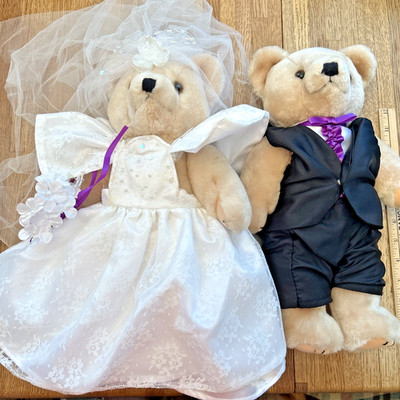 Older Bride and Groom Teddy  Bears- 14'' high- fully jointed