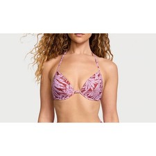 Victorias Secret Pink Tropical Leaf Underwire Halter Bikini Top 34A 11258947