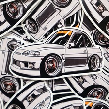 Lunatics Sc300400 Soarer Stance Drift Car White 4-inch Vinyl Sticker Lunatics Sc300400 Soarer Stance Drift Car White 4-inch Vinyl Sticker