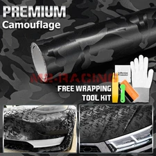 Camouflage Shadow Black Camo Pattern Car Vinyl Wrap Decal Sticker Sheet Film