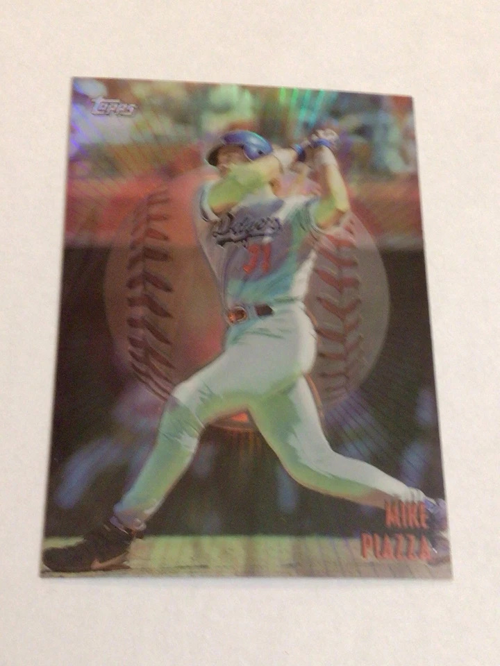 Mike Piazza 1998 Topps Mystery Finest M15 refractor sin fronteras Dodgers Foto 3 de 4