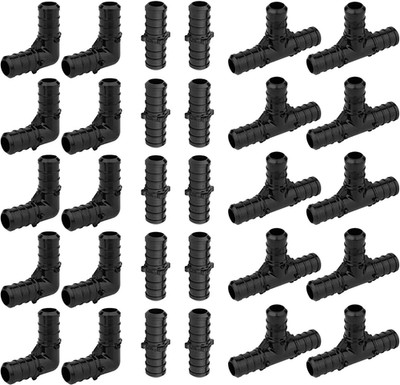 (Pack of 30) EFIELD 1/2'' Poly PPSU Barb Crimp Pex Fittings Combo with Tees, Elbo