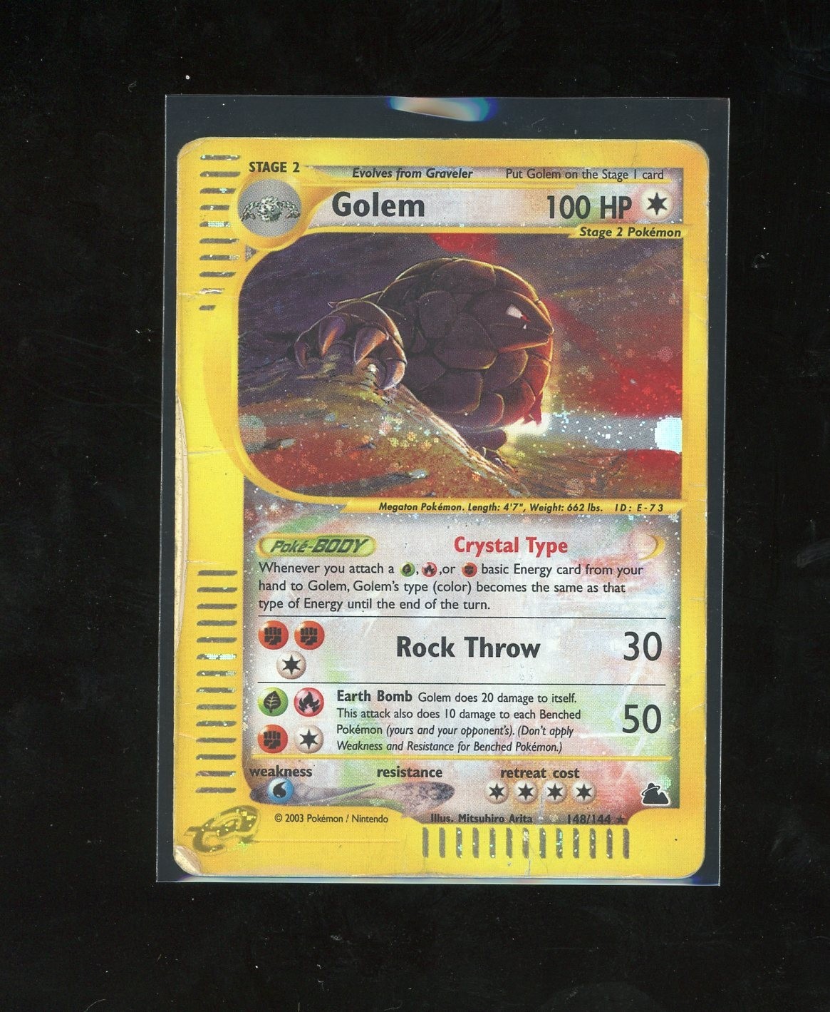 2003 Skyridge Golem Crystal Holo Foil 148/144 Secret Rare Pokemon Vintage