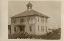 Edificio de escuela secundaria en Laporte PA Sullivan Co. RPPC foto postal copia