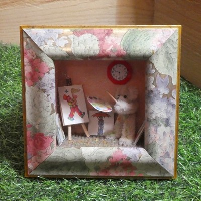 SCHATTENKASTEN WANDBEHANG 3D TEDDYBÄR SZENE [iI]