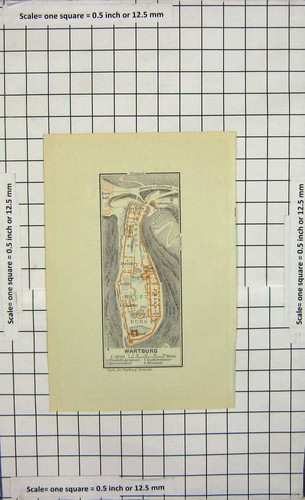 Original Old Antique Print Map Germany Street Plan Eisenach Wartburg