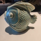 Vintage Nelson McCoy PUFFER FISH Planter in aqua green