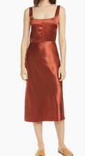 NWT Vince Sangre Square Neck Fitted Satin Slip Elegant Maxi Dress Size 6 325