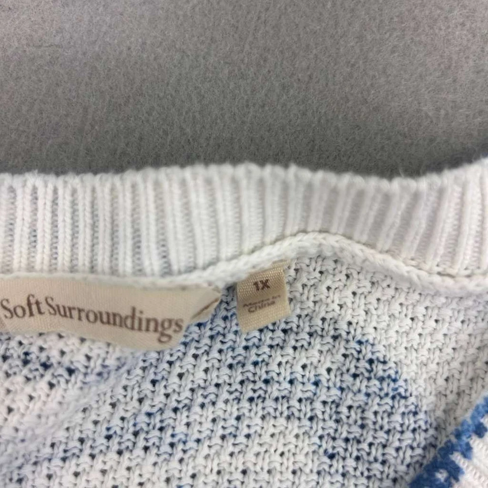 Suéter térmico Soft Surroundings para mujer 1X azul floral manga larga Foto 3 de 4