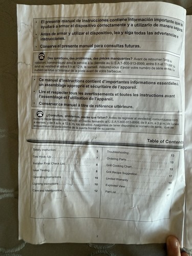 NEXGRILL Model# 720-0888N Outdoor Gas Grill Owner's Manual - Picture 6 of 14