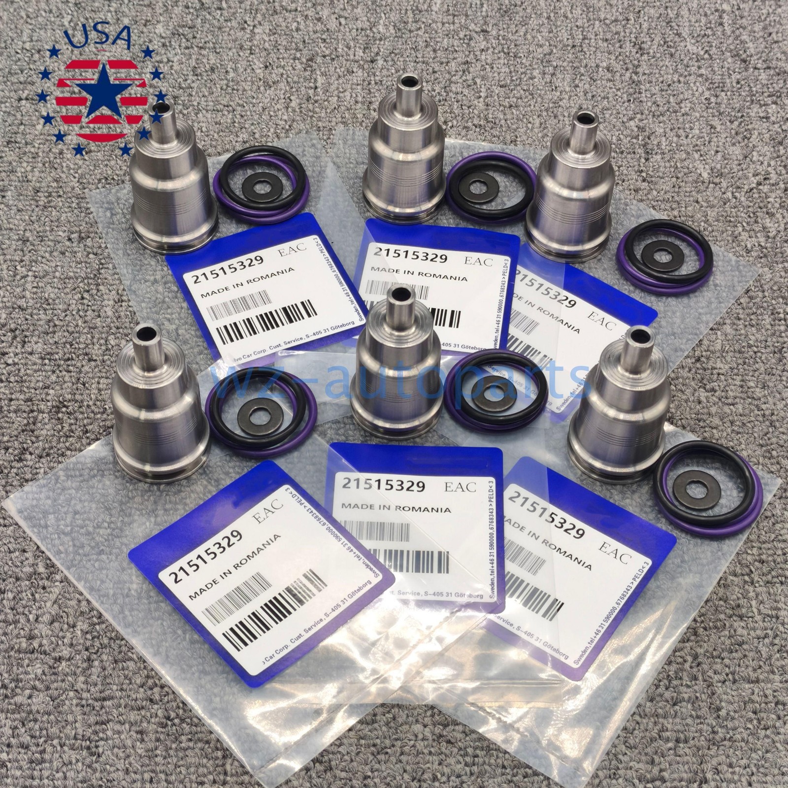 6PCS Fuel Injector Sleeve Cup Set For Volvo 21515329 21401136 D13 D11 D16 USA