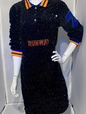 Shane Justin Dress Sequin Runway Womens Small Blue Orange Short Clubwear Party