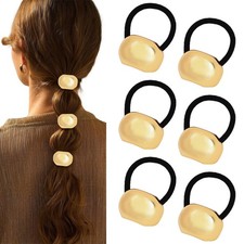 3 PCS Gold Hair Cuffs Geometric Design Metal Ties Non Damage Ponytail Holder