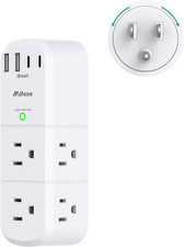 Surge Protector Outlet Extender, 6 AC Outlets, 4 USB Ports, Rotating Plug