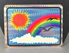 Vintage 1980s Rainbow Sunset Clouds Sticker Vending Machine Large Prismatic