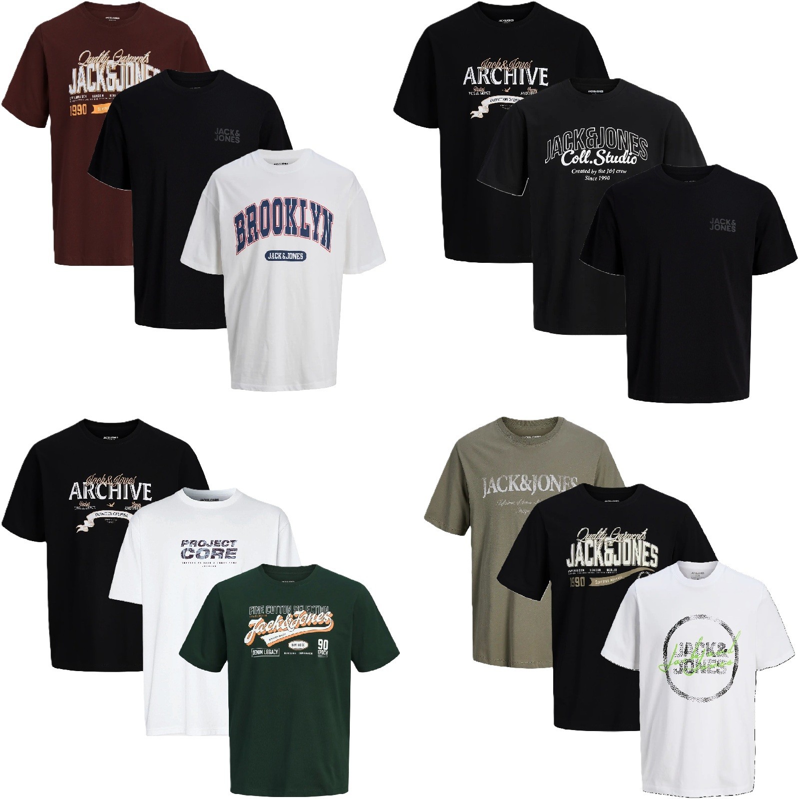 T-shirt Jack Jones uomo ** confezione da 3 ** marca tè girocollo uomo maglietta festa