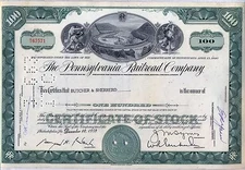 Pennsylvania Railroad Company Stock Certificate Horseshoe Curve Green 