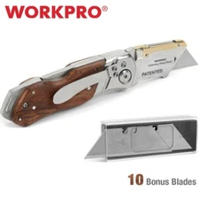 WORKPRO Folding Utility Knife Pocket Box Cutter Quick Change Blade w/10 Blade US