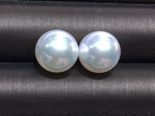 gorgeous apair of 10-11mm south sea round white loose pearl half drilled