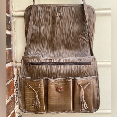 VINTAGE FENDI Zucchino braune monogrammbeschichtete Canvas-Schultertasche - Bild 3 von 12