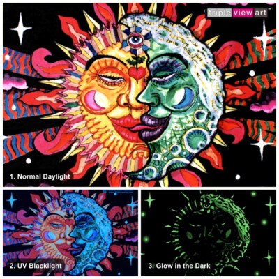 POSTCARD UV-Blacklight Fluorescent Glow-In-The-Dark Psychedelic Psy Goa Art Card