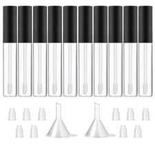 Lip Gloss Tubes Empty 10ML Refillable Lip Balm Bottles Funnel Included 10 Set