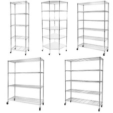 Heavy Duty 4-6 Tier Adjustable Wire Shelving Unit NSF Metal Shelf Rack w/ Wheels