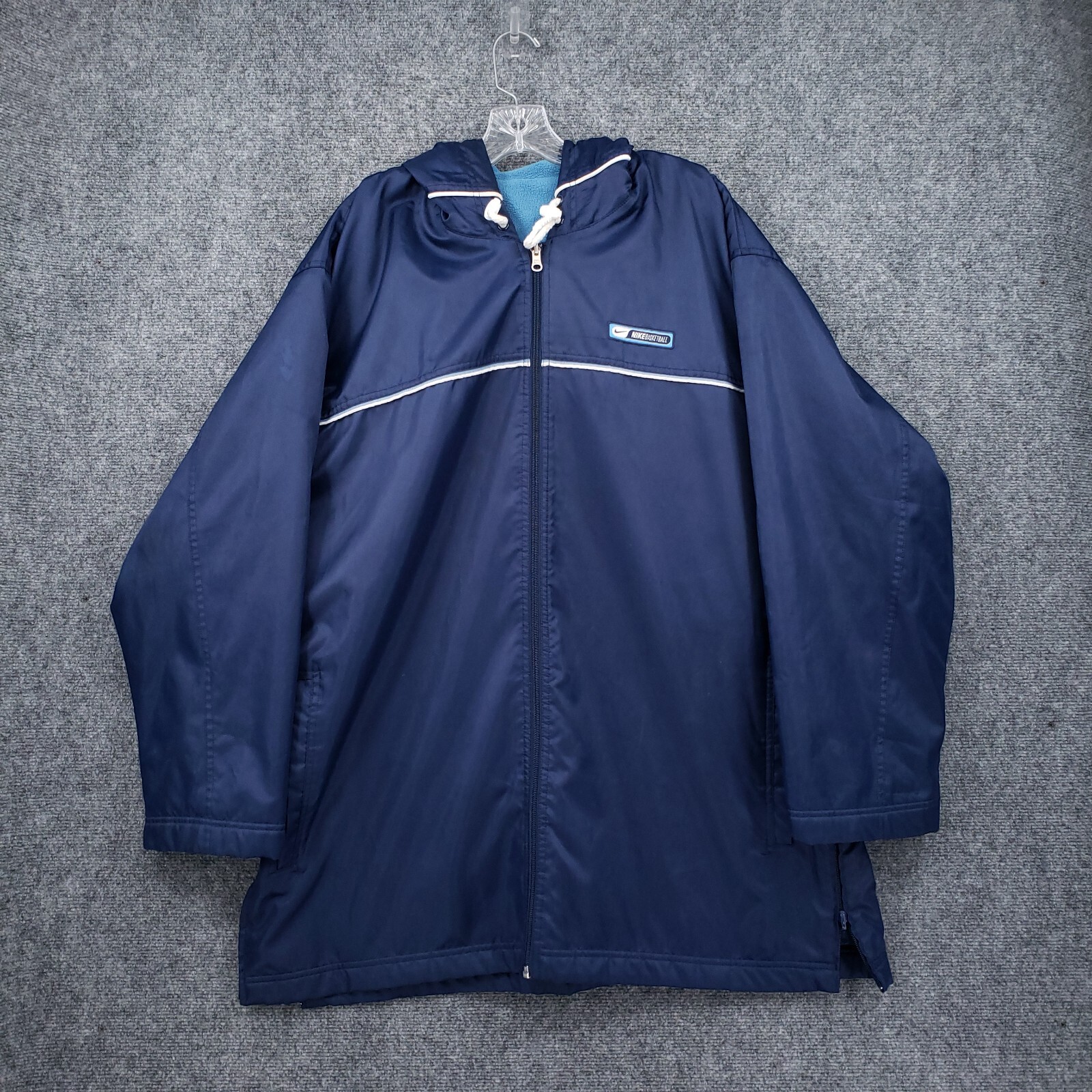 SACAI X NIKE Giacca basket VINTAGE Nike uomo 2XL blu reversibile foderata in pile con cappuccio Y2K