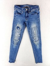 American Eagle Sz 00 Jegging Super Stretch Distressed Jeans Skinny