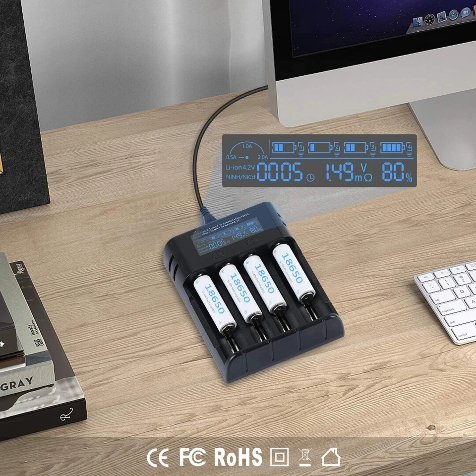 18650 Battery Charger, LCD Screen Can Display Capacity, 2A Fast Charger - Image 2 of 4