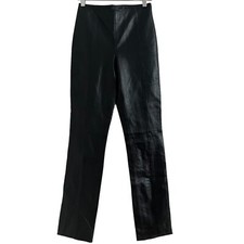 Vintage Straight Leg Leather Pants 24 Rocker Goth Minimal Edgy Streetwear Goth