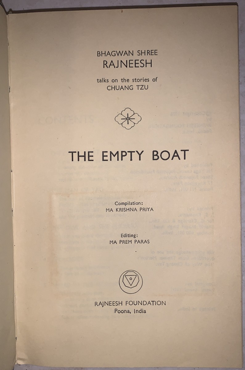 RAJNEESH, BHAGWAN SHREE, OSHO, 1976, 1st Ed, THE EMPTY BOAT, HCDJ