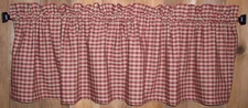 Berry Red Medium Check Homespun Valances Farmhouse Primitive Country Rustic