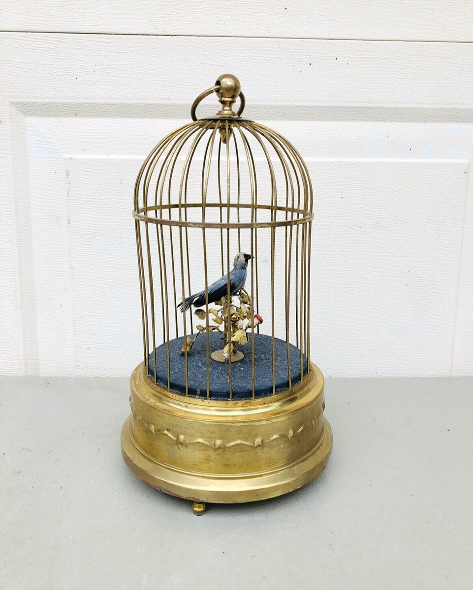 ★レア★ Goebel社［ゲーベル］ドイツ製　ミュシャ　ガラスベース ANTIQUE GERMAN KARL GRIESBAUM SINGING BIRD CAGE AUTOMATON MUSIC