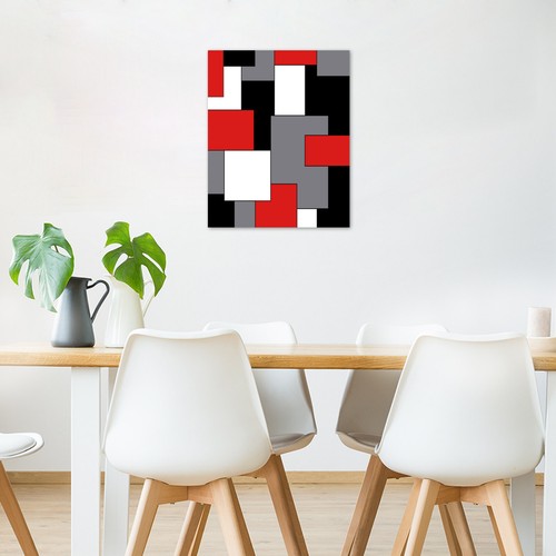 Arte de pared de lienzo geométrico abstracto rojo y negro decoración para sala de estar dormitorio - Imagen 4 de 15