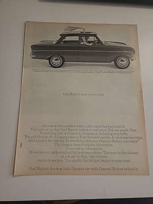 Opel Kadett 1964 Vintage Print Ad 10x13 