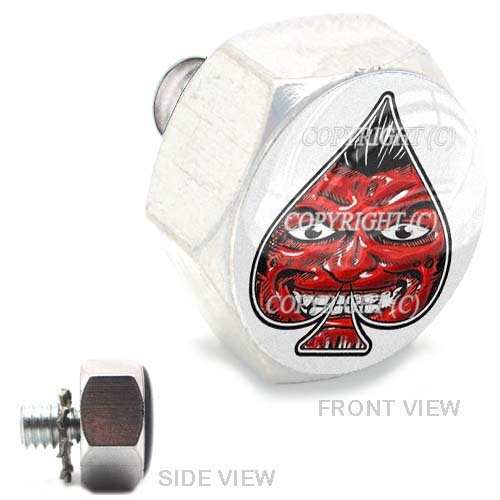 Polished Billet Hex Air Cleaner Bolt Harley - DEVIL SPADE ON WHT